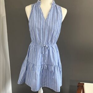 Cupshe Blue and White Striped Sleeveless Dress